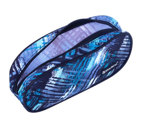 Пенал-косметичка BRAUBERG овальный, полиэстер, 