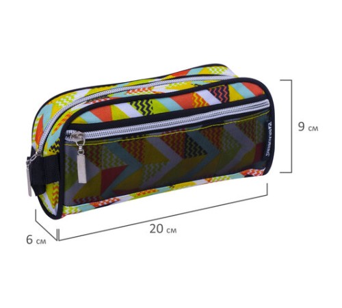 Пенал-косметичка BRAUBERG с ручкой, карман из сетки, полиэстер, 