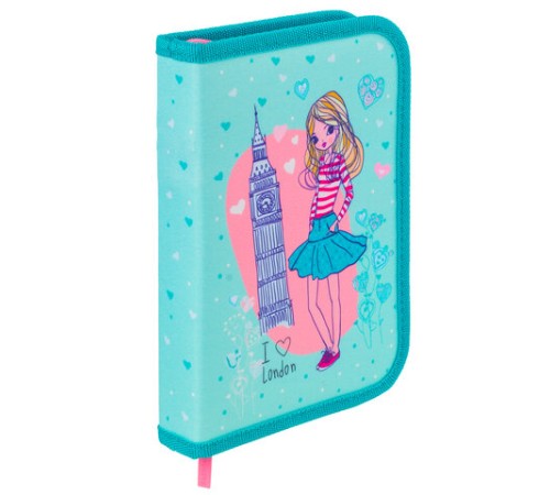 Пенал BRAUBERG, 1 отделение, 1 откидная планка, ткань, 20х14 см, 