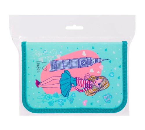 Пенал BRAUBERG, 1 отделение, 1 откидная планка, ткань, 20х14 см, 