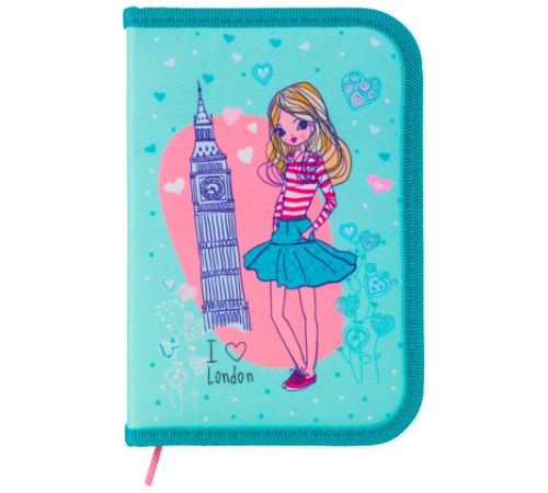 Пенал BRAUBERG, 1 отделение, 1 откидная планка, ткань, 20х14 см, 