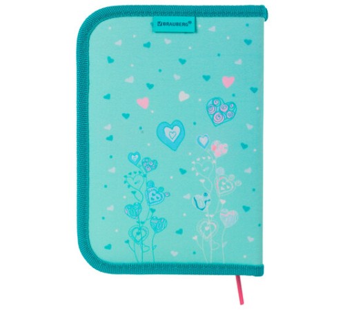Пенал BRAUBERG, 1 отделение, 1 откидная планка, ткань, 20х14 см, 
