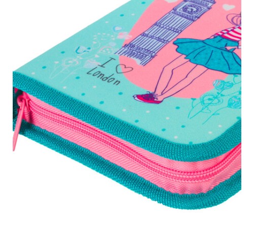 Пенал BRAUBERG, 1 отделение, 1 откидная планка, ткань, 20х14 см, 