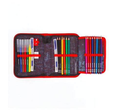 Пенал BRAUBERG с наполнением, 1 отделение, 1 откидная планка, 24 предмета, 21х14 см, 