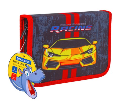 Пенал BRAUBERG с наполнением, 1 отделение, 1 откидная планка, 24 предмета, 21х14 см, 