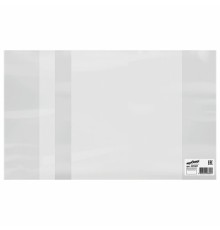 Обложка ПВХ со штрихкодом для тетрадей и дневников, С ЗАКЛАДКОЙ, ПЛОТНАЯ, 110 мкм, 210х350 мм, прозрачная, ЮНЛАНДИЯ, 229307