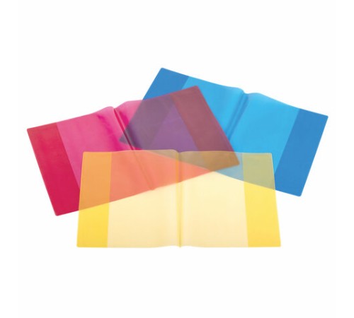 Обложки ПВХ для тетрадей и дневников, КОМПЛЕКТ 10 шт., ЦВЕТНЫЕ, МАТОВЫЕ, ПЛОТНЫЕ, 100 мкм, 208x346 мм, ЮНЛАНДИЯ, 229309