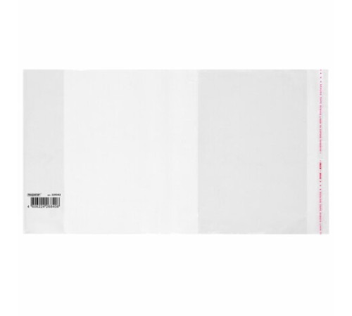 Обложка ПП со штрихкодом для тетрадей и дневников, КЛЕЙКИЙ КРАЙ, 80 мкм, 210х380 мм, универсальная, прозрачная, ПИФАГОР, 229342