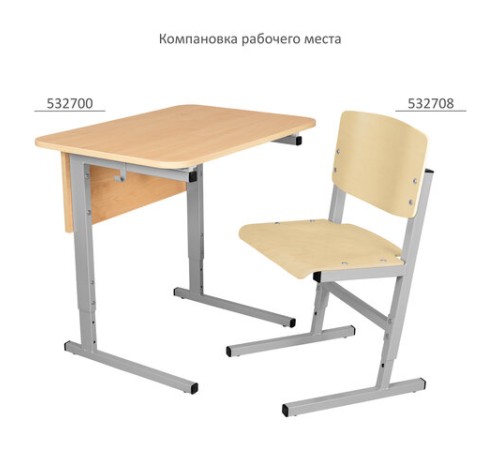 Стол-парта 1-местный регулируемый СУТ.54, 600х500х640-780 мм, рост 4-6, серый каркас, ЛДСП клён Стол-парта 1-местный регулируемый СУТ.54, 600х500х640-780 мм, рост 4-6, серый каркас, ЛДСП клён