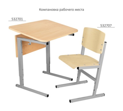 Стол-парта 1-местный, регулируемый угол, СУТ.54-01, 600х500х520-640 мм, рост 2-4, серый каркас, ЛДСП клён
