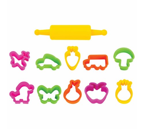 Формочки для лепки 10 штук и скалка ЮНЛАНДИЯ, европодвес, 229621