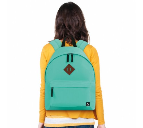 Рюкзак BRAUBERG СИТИ-ФОРМАТ один тон, универсальный, бирюзовый, 41х32х14 см, 229887