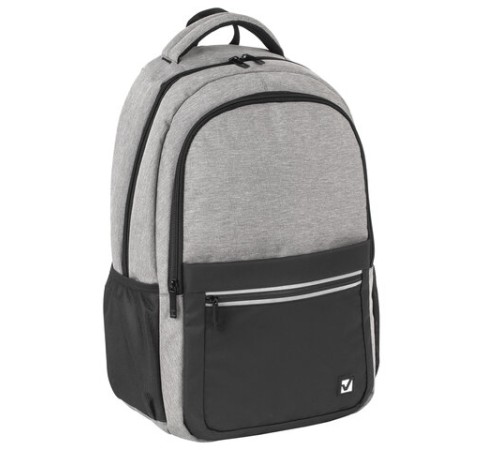 Рюкзак BRAUBERG URBAN универсальный, с отделением для ноутбука, USB-порт, Detroit, серый, 46х30х16 см, 229894