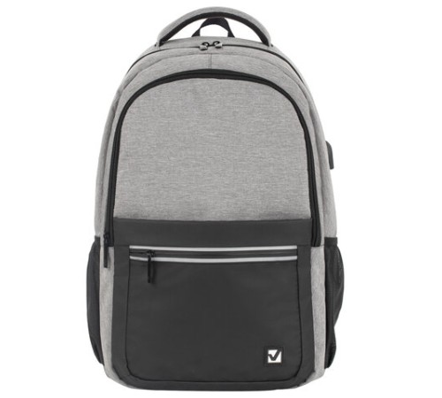 Рюкзак BRAUBERG URBAN универсальный, с отделением для ноутбука, USB-порт, Detroit, серый, 46х30х16 см, 229894