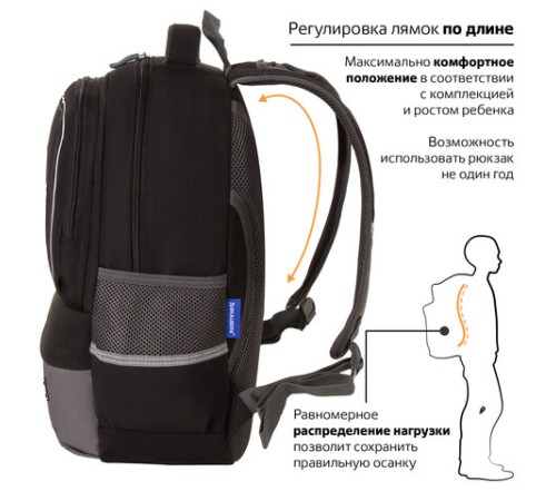 Рюкзак BRAUBERG STAR, 1 отделение, 5 карманов, 