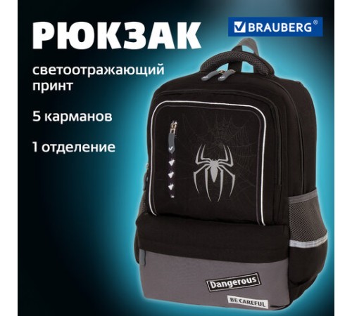 Рюкзак BRAUBERG STAR, 1 отделение, 5 карманов, 