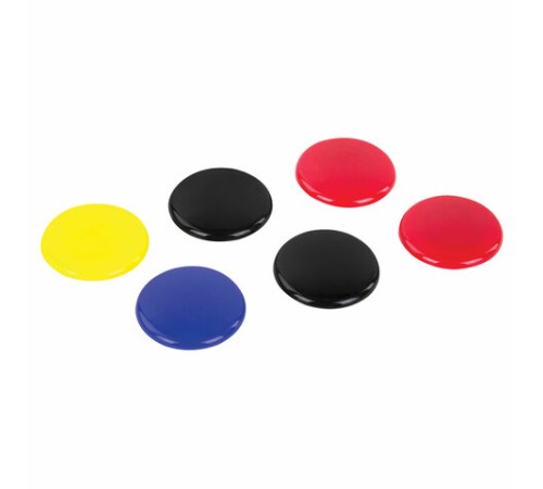Магниты БОЛЬШОГО ДИАМЕТРА, 40 мм, КОМПЛЕКТ 6 штук, цвет АССОРТИ, в блистере, BRAUBERG, 230757