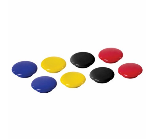 Магниты диаметром 30 мм, КОМПЛЕКТ 8 штук, цвет АССОРТИ, в блистере, BRAUBERG, 230758