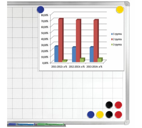Магниты диаметром 30 мм, КОМПЛЕКТ 8 штук, цвет АССОРТИ, в блистере, BRAUBERG, 230758