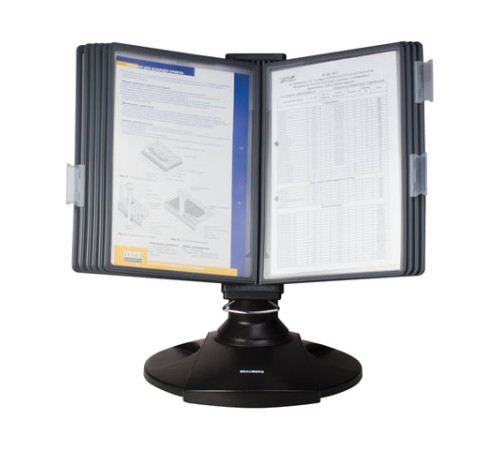 Демосистема настольная на 10 панелей, с 10 серыми панелями А4, вращающаяся, BRAUBERG ULTRA, 231236