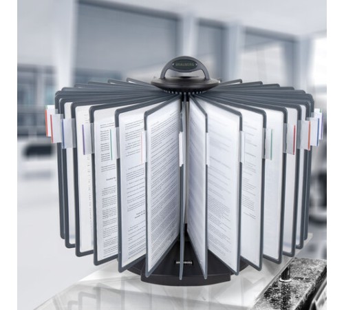 Демосистема настольная на 30 панелей, с 30 серыми панелями А4, вращающаяся, BRAUBERG, 231237