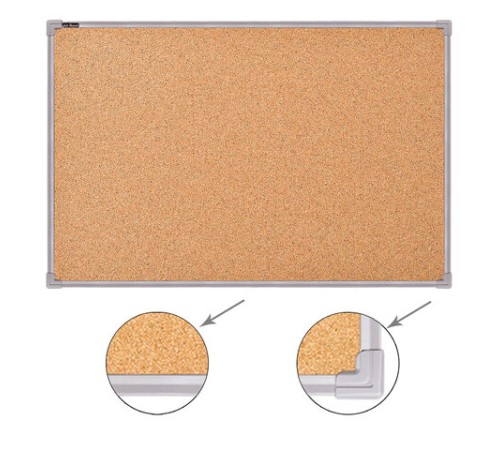 Доска пробковая для объявлений 100х60 см, металлическая рамка, BS, П-60, П*60