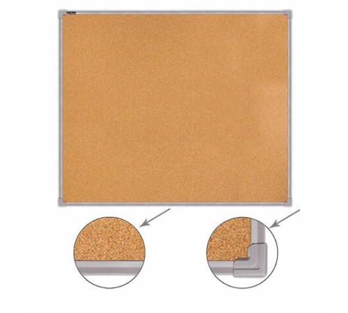 Доска пробковая для объявлений 100х120 см, металлическая рамка, BS, П-120, П*120