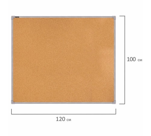 Доска пробковая для объявлений 100х120 см, металлическая рамка, BS, П-120, П*120