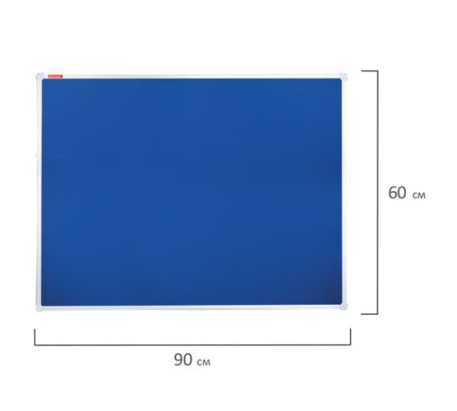 Доска c текстильным покрытием для объявлений 60х90 см синяя, ГАРАНТИЯ 10 ЛЕТ, РОССИЯ, BRAUBERG, 231700