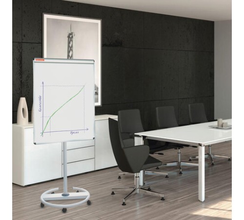 Доска-флипчарт магнитно-маркерная 70х100 см, передвижная, ГАРАНТИЯ 10 ЛЕТ, BRAUBERG, 231703