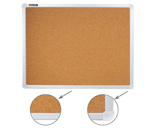 Доска пробковая для объявлений 45х60 см, алюминиевая рамка, ГАРАНТИЯ 10 ЛЕТ, РОССИЯ, BRAUBERG, 231711