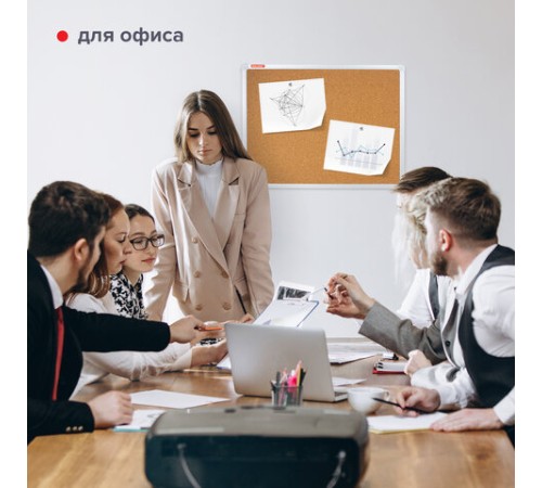 Доска пробковая для объявлений 45х60 см, алюминиевая рамка, ГАРАНТИЯ 10 ЛЕТ, РОССИЯ, BRAUBERG, 231711