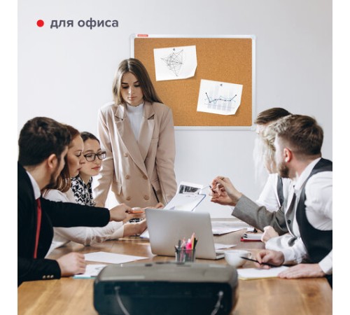 Доска пробковая для объявлений 60х90 см, алюминиевая рамка, ГАРАНТИЯ 10 ЛЕТ, РОССИЯ, BRAUBERG, 231712