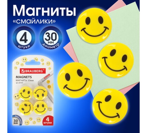 Магниты диаметром 30 мм, КОМПЛЕКТ 4 штуки, 