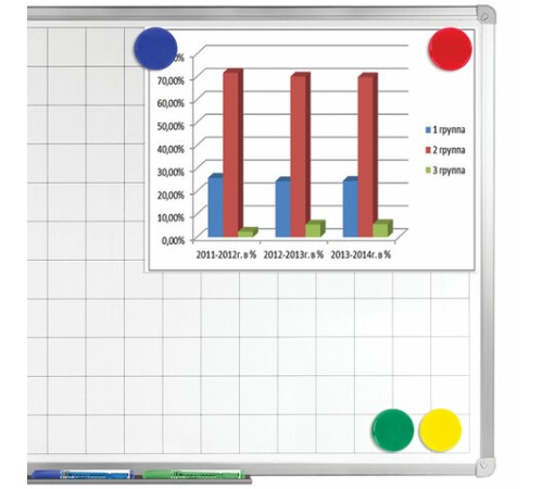 Магниты БОЛЬШОГО ДИАМЕТРА, 50 мм, КОМПЛЕКТ 4 штуки, цвет АССОРТИ, в блистере, BRAUBERG, 231736