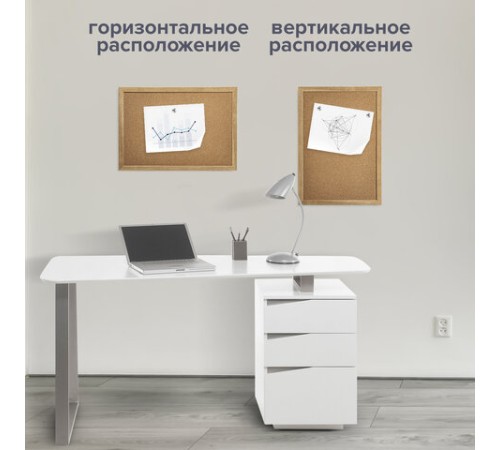 Доска пробковая для объявлений А3, 342х484 мм, ГАРАНТИЯ 10 ЛЕТ, BRAUBERG, 231990