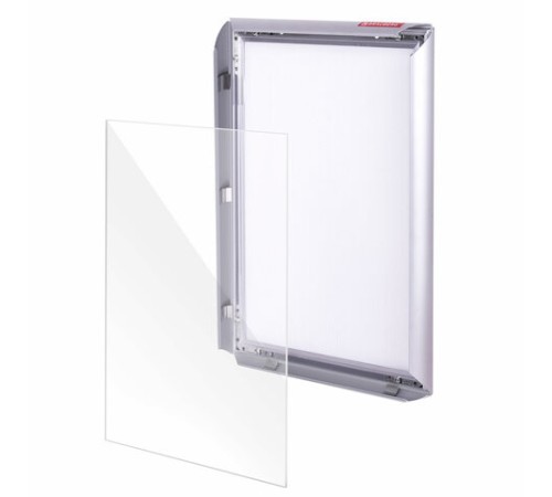 Рамка настенная для рекламы БОЛЬШОГО ФОРМАТА (297х420 мм), алюминиевая, прижимные стороны, BRAUBERG, 232204