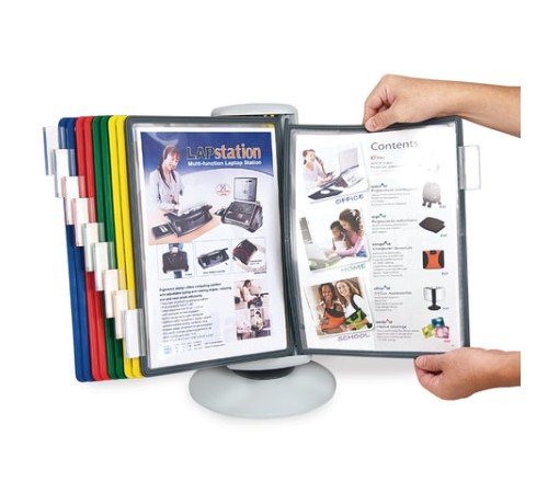 Демосистема настольная на 10 панелей, с 10 цветными панелями А4, вращающаяся, BRAUBERG, 235337