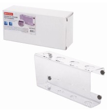 Держатель магнитный для 4 маркеров для доски (85х160 мм), прозрачный акрил, BRAUBERG, РОССИЯ, 235530