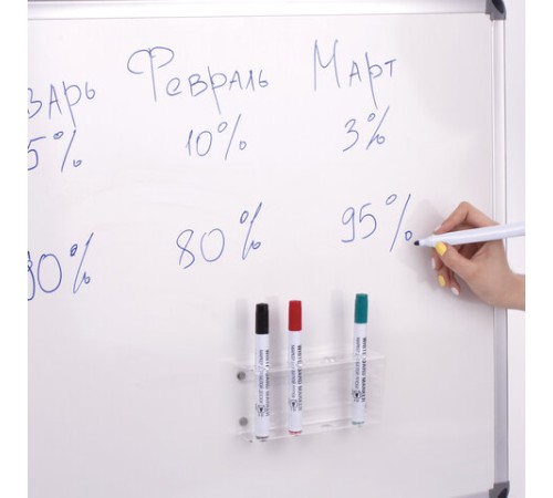 Держатель магнитный для 4 маркеров для доски (85х160 мм), прозрачный акрил, BRAUBERG, РОССИЯ, 235530