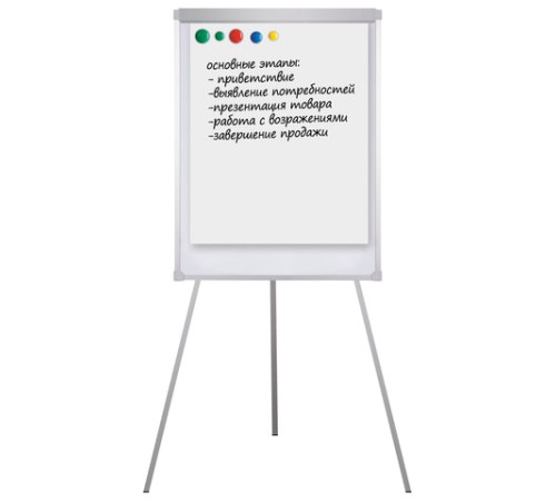 Доска-флипчарт магнитно-маркерная 70х100 см, держатели для бумаг, ГАРАНТИЯ 10 ЛЕТ, РОССИЯ, BRAUBERG, 236160