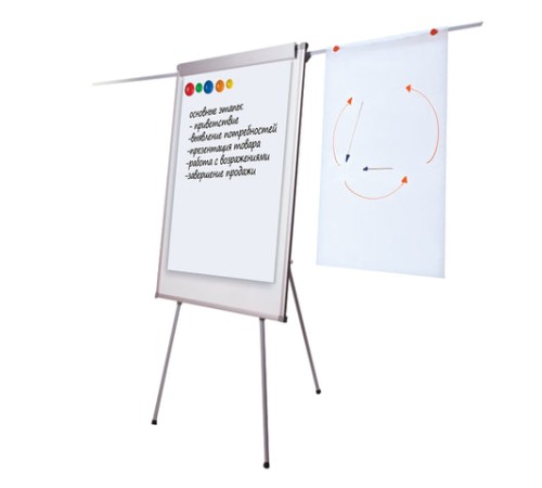 Доска-флипчарт магнитно-маркерная 70х100 см, держатели для бумаг, ГАРАНТИЯ 10 ЛЕТ, РОССИЯ, BRAUBERG, 236160