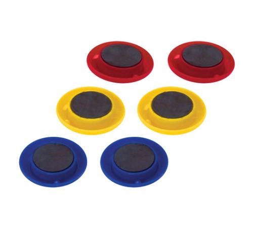 Магниты МАЛОГО ДИАМЕТРА, 20 мм, КОМПЛЕКТ 6 штук, цвет АССОРТИ, в блистере, STAFF 