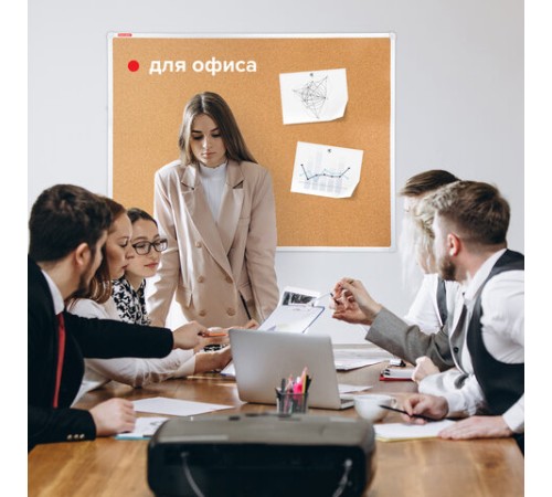 Доска пробковая для объявлений 90х120 см, алюминиевая рамка, ГАРАНТИЯ 10 ЛЕТ, РОССИЯ, BRAUBERG, 236445