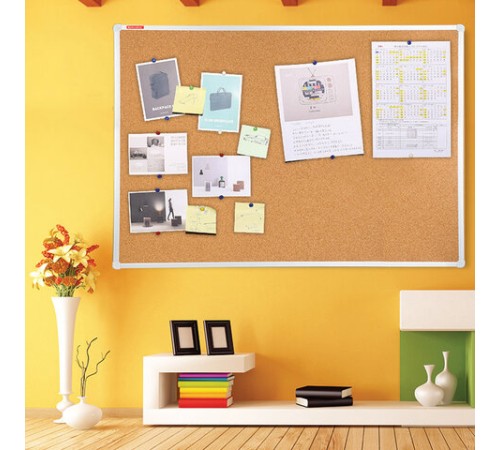 Доска пробковая для объявлений 90х120 см, алюминиевая рамка, ГАРАНТИЯ 10 ЛЕТ, РОССИЯ, BRAUBERG, 236445