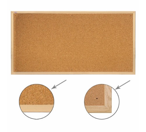 Доска пробковая для объявлений 100x200 см, коричневая рамка из МДФ, 2х3 OFFICE, (Польша), TC1020