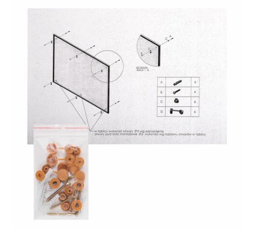 Доска пробковая для объявлений 100x200 см, коричневая рамка из МДФ, 2х3 OFFICE, (Польша), TC1020