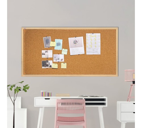 Доска пробковая для объявлений 100x200 см, коричневая рамка из МДФ, 2х3 OFFICE, (Польша), TC1020