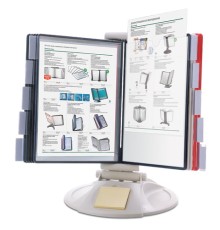 Демосистема настольная на 10 панелей, с 10 цветными панелями А4, серая, BRAUBERG 