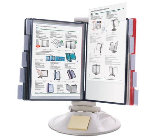 Демосистема настольная на 10 панелей, с 10 цветными панелями А4, серая, BRAUBERG 